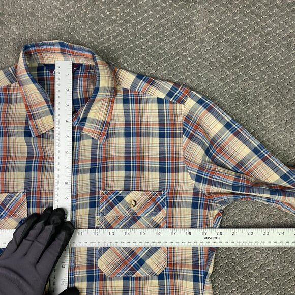 Vintage 80s Levi's Shirt Men's Medium Plaid Check Button Up Down Front Made USA - Picture 9 of 14
